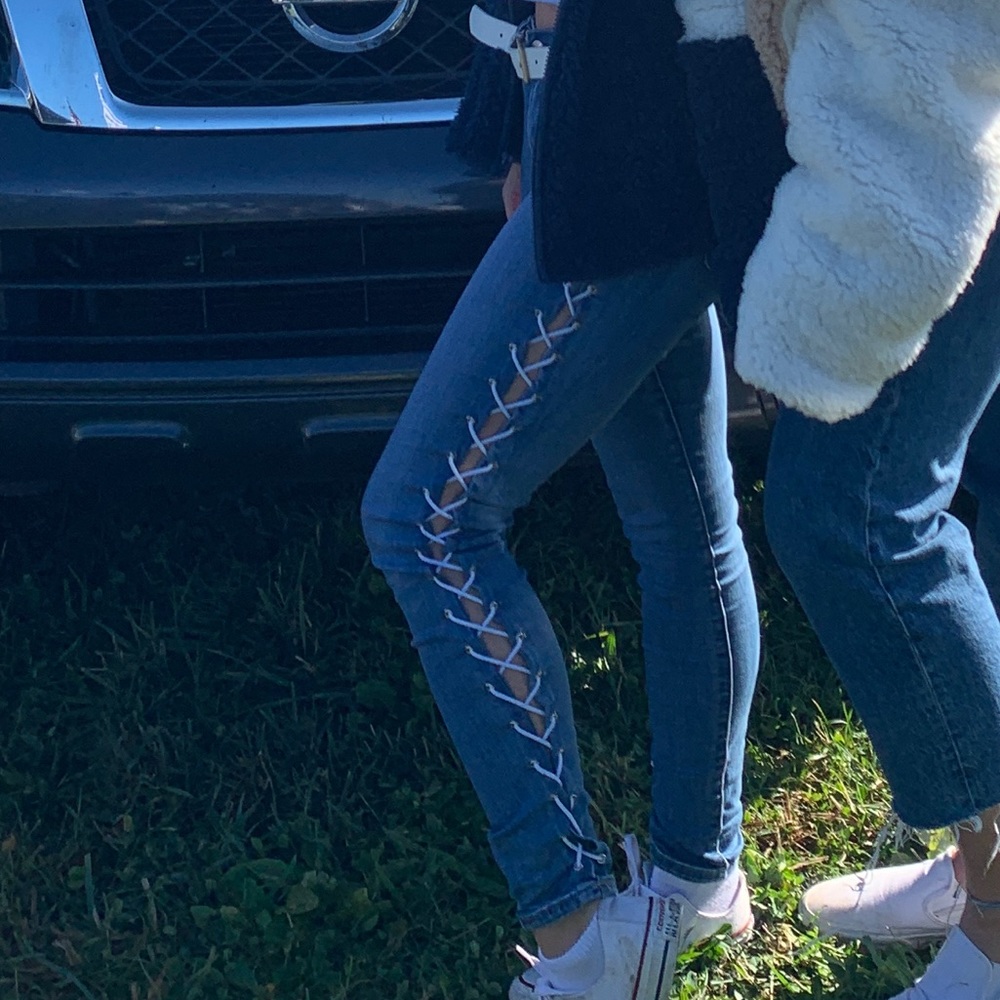 PAC sun lace up detail skinny jeggings